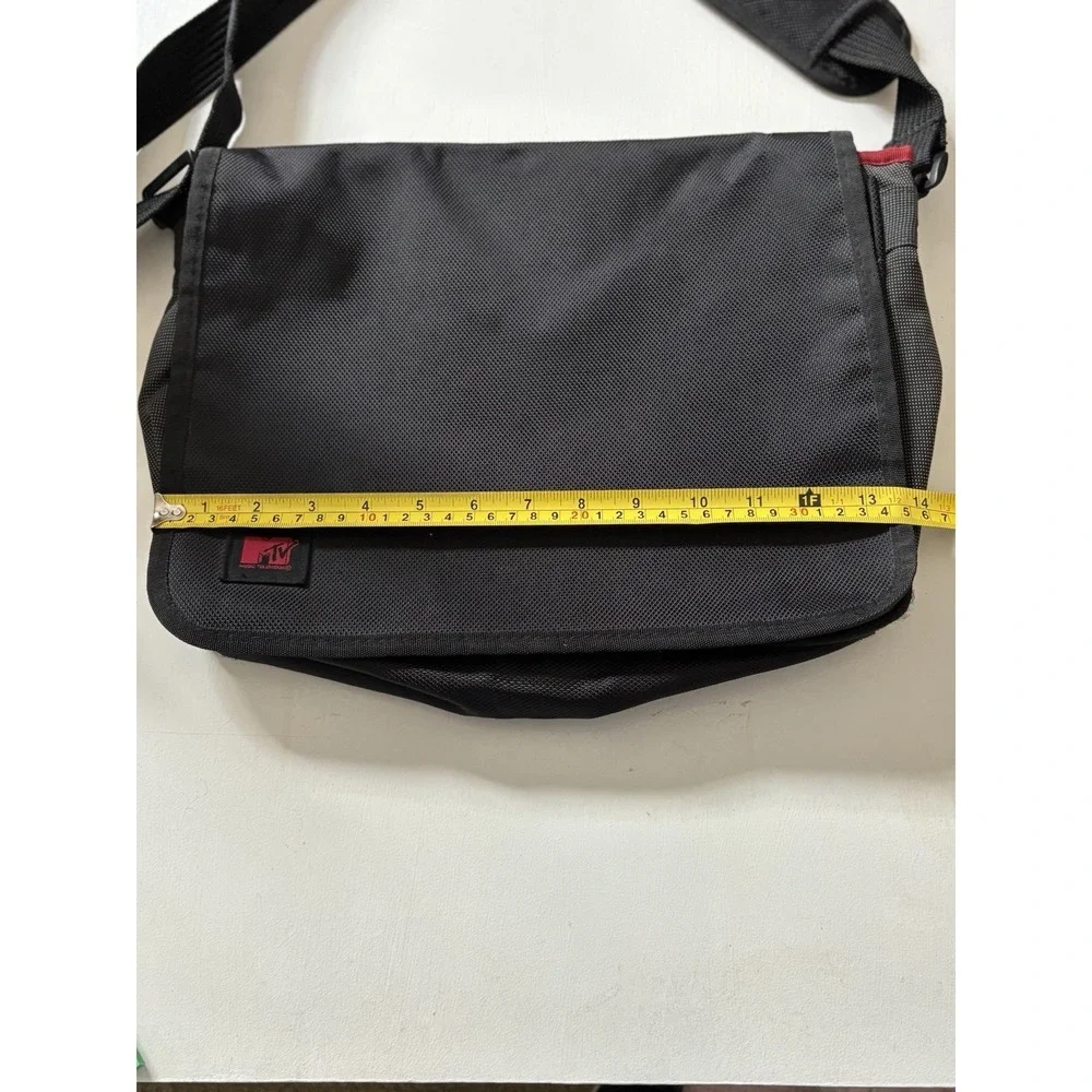Vintage MTV Messenger Bag Black Gray Red Logo Adjustable Strap Promotional Logo